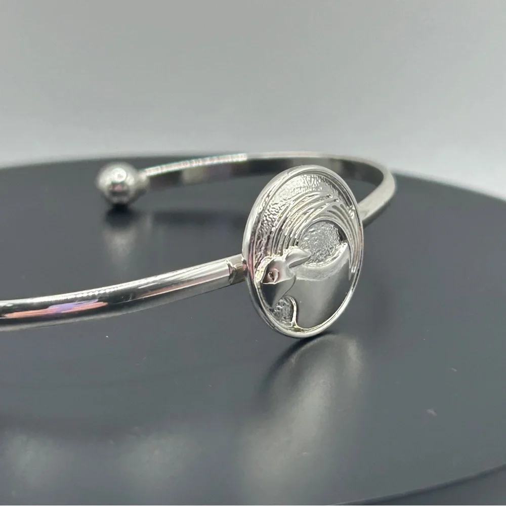 Shiny Capricorn Silver Cuff Bracelet